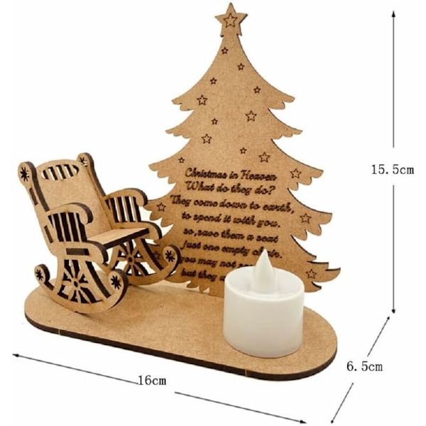 Træ Julemindelys Ornamenter, Juleparadis Gyngestol med LED Te Lys, til at Mindes Dine Kære Juler på Skrivebordet