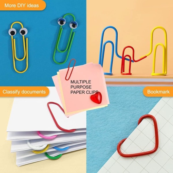 Flipover-papirclips, farverigt kontorbindssæt med papirclips til kontor- og skoleartikler papirclips gummibånd, diverse størrelser