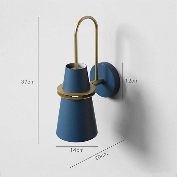 Nordisk Modern Design Gyllene Horn Vägglampor Inomhus Vägglampa för Sängbord Sovrum Vardagsrum Hall (Blå)