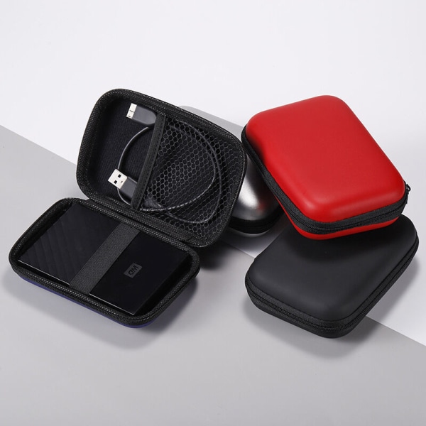 Mini hodetelefon oppbevaringspose mobiltelefon datakabel lader oppbevaringsboks bærbar headset datakabel myntpung 1 stk (rød)