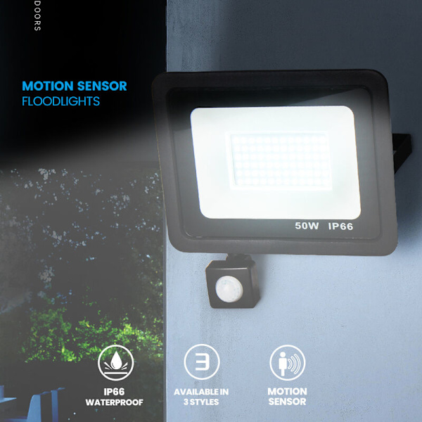 Mascot 2-delad LED-belysning med rörelsesensor 50W, 5000LM Utomhus LED-spotlight, Vattentät IP66 Utomhus LED-belysning, 6500K Kallt vitt Utomhus LED