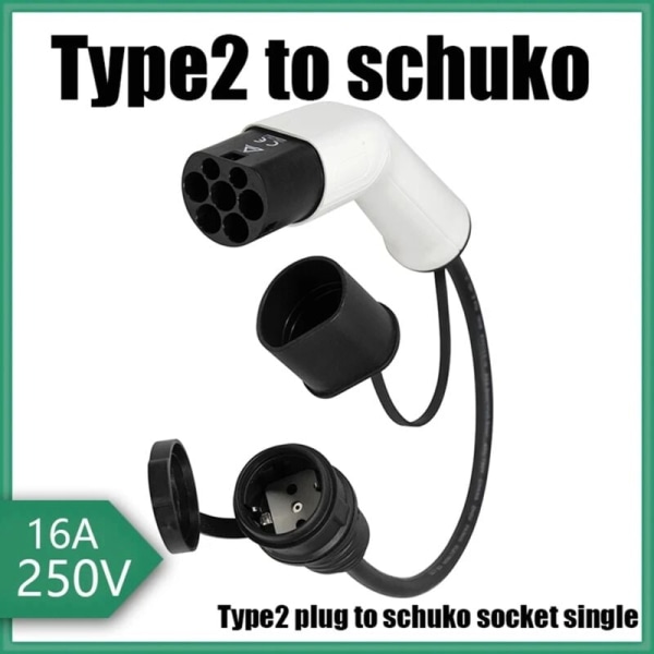 Type2 To Schuko 16A Electric Car Type 2 Charging Side Socket To Schuko Socket EV Charging Adapter Car Charging Stations