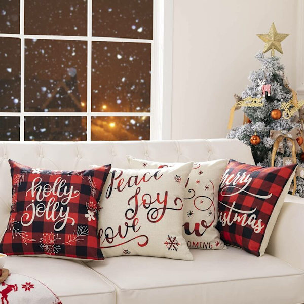 Juleputetrekk Rustikk Buffalo Plaid Putetrekk for 45X45Cm