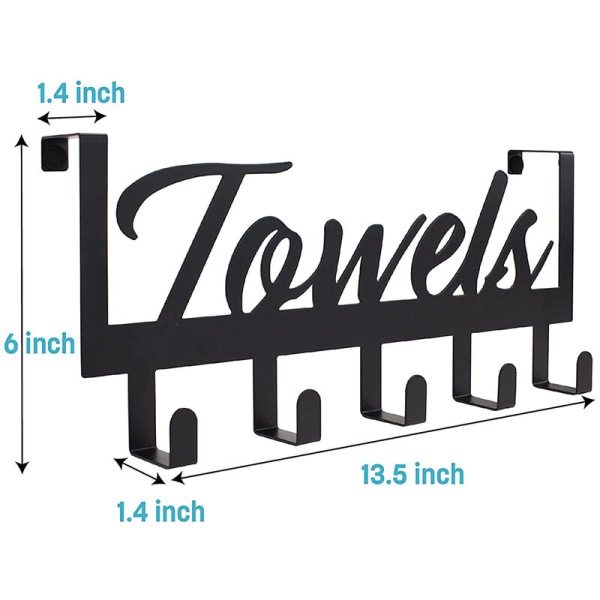 Håndkleholder over dør til badet ditt Praktisk håndkleholder med solide kroker, for badekor
