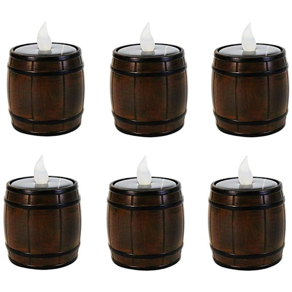 6 x Solcelled Sensor Lys Elektronisk Flimrende LED Tealight Tønde Lampe Fest Bryllup Camping Dekorationer(A)
