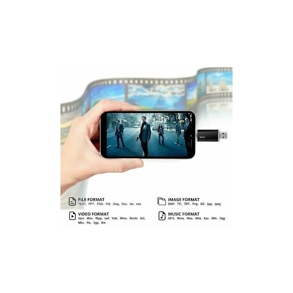 64GB USB C Flash Drive, Bifrost Type-C USB Flash Drive 64GB 2 i 1 OTG Pen Drive 64gb Mini USB C Flash Drive 64gb (Svart)