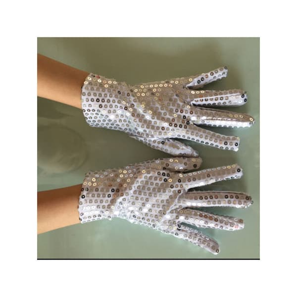 Dam Full Finger Sequin Show Jazz Danshandskar Vantar (Vit)