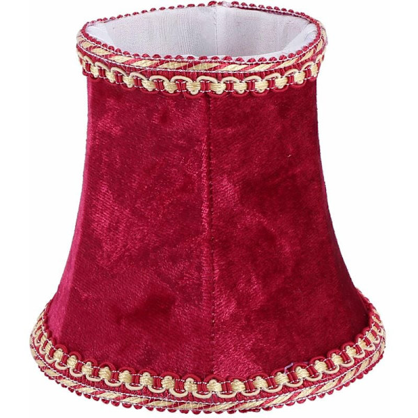 Stoffklips på lampeskjerm, E14 håndlaget lampeskjerm for moderne europeisk stil vegglampe stearinlyslampe, blå flanelldekor bordlampe (rød)