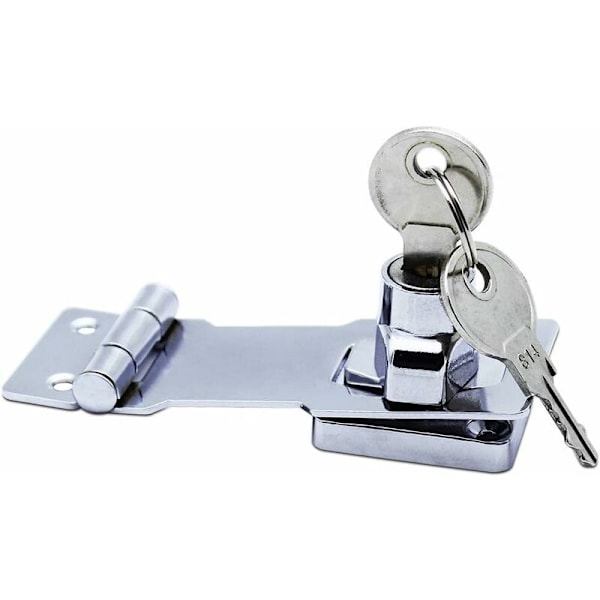 DENUOTOP (2-pack) 80 mm Metallås med Låsbleck och Nyckel - Kromfinish för Låsning av Skjul, Dörrar, Skåp, Lådor, Möbler