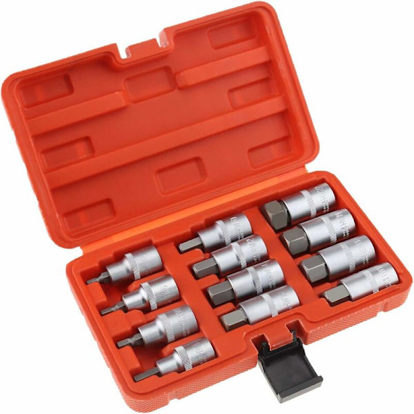 12 stk. 1/2\" CR-V Krombelagt Hex Impact Sokkel Sæt H5 til H22 - Længde 55mm