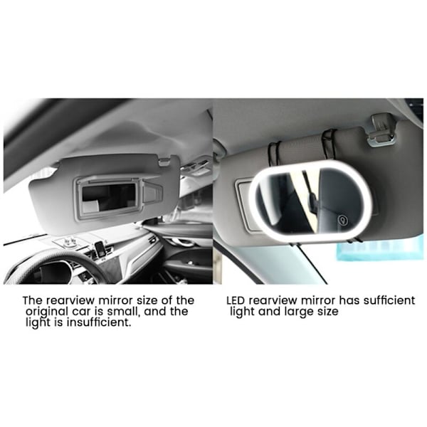 Universell LED-bilsminkningsspegel med touchkontrollbrytare Solskyddsvisirspegel Interiöra tillbehör Solskyddsvisirspegel Sminkspegelset