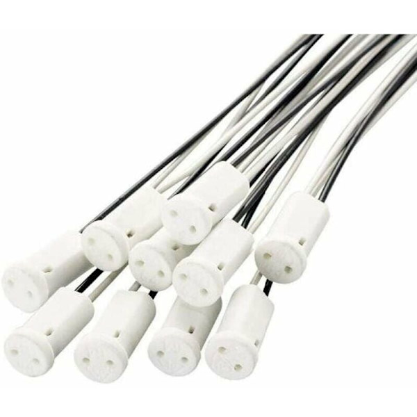 Sæt med 20 G4 fatninger 20 cm, G4 fatning i plastik 12V halogen G4 fatninger til kvartslamper, halogenlamper, LED-lamper