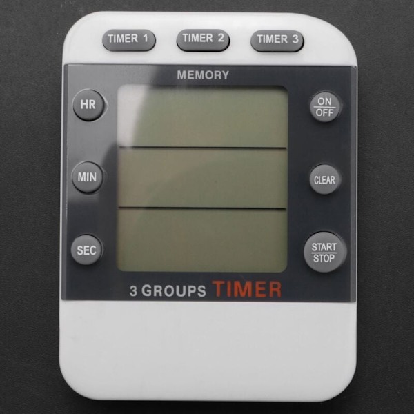 Digital Timer 100 timer Triple nedtelling/klokketimer Kjøkken timer med LCD-skjerm