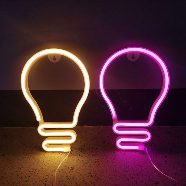 LED Neon Skylt Nattljus Konst Dekorativa Lampor Plast Vägglampa för Barn Babyrum Semesterbelysning Jul Fest-Rosa