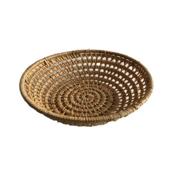 Rund Flettet Hul Rattan Opbevaringsskuffe Serveringsskuffe Kurv Te Skuffe Køkken Organizer, 18X5Cm