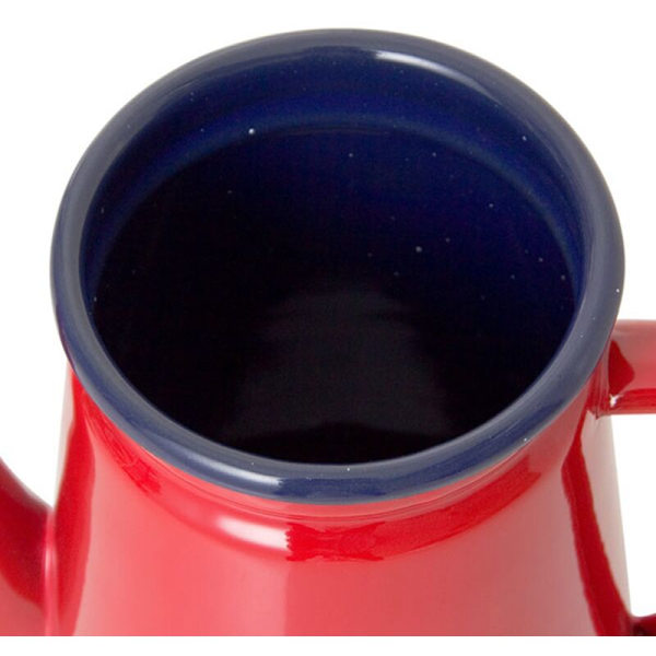 2X Kande 1.1L Premium Emalleret Kaffe Hæld Over Mælkepulver Kande Barista Tekande til Gasskomfur og Induktionsplade, Rød