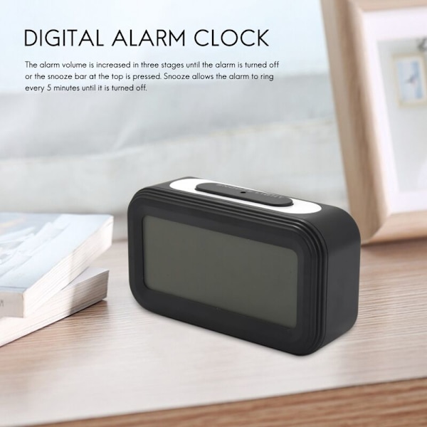 [Uppgraderad version] Batteridriven väckarklocka, stor LCD-display Elektroniska digitala väckarklockor med snooze, bakgrundsbelysning, nattlampa, temperatur (