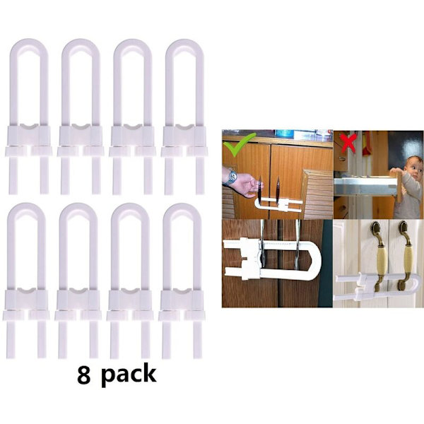 8 st/set U-formade lås Barnsäkerhetsskåp Barnsäkerhetsskåp Köksdörr