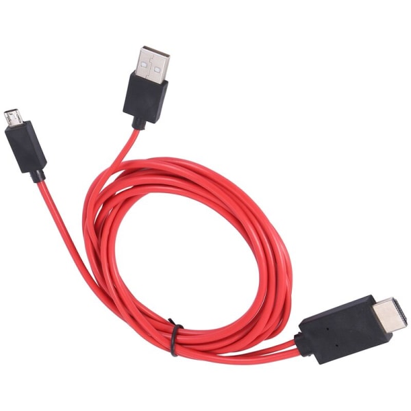6,5 fot USB til 1080P HDTV adapterkonverterkabel for Android Galaxy S3-enheter (11-pinners, rød)