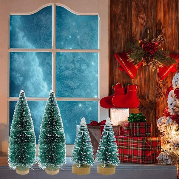 34 st mini julgran snö frost tall DIY hantverk skrivbordsdekoration julgransprydnader träddekorationer
