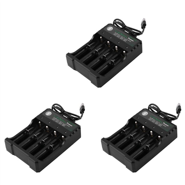 3X 4-Slots Genopladelig Smart USB Li-ion Batterilader til 18350 18500 18650 Aaa