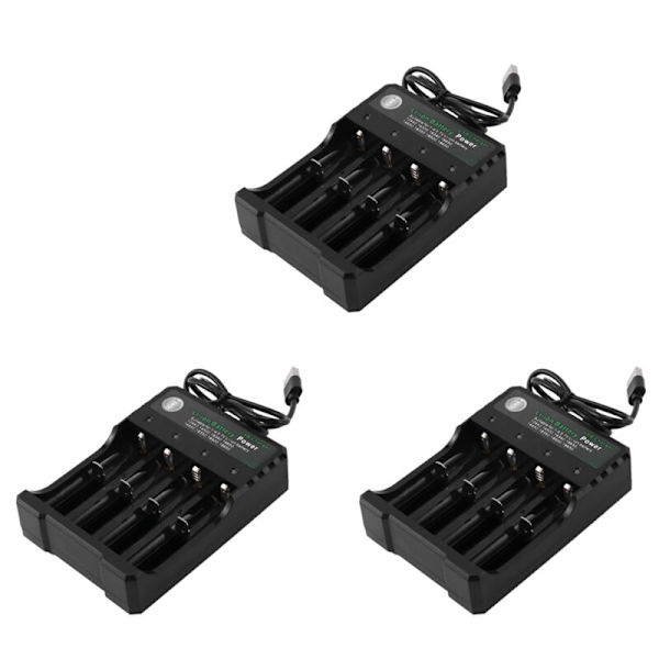 3X 4-slots Laddare för Uppladdningsbara Smarta USB Li-ion Batterier för 18350 18500 18650 Aaa