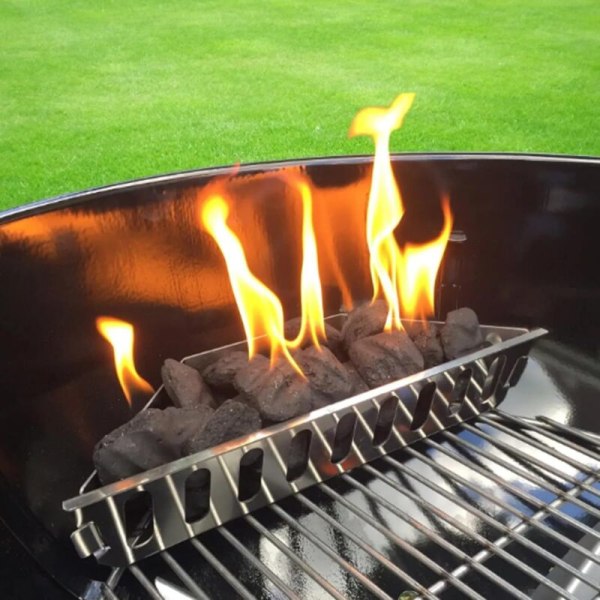 BBQ-kullkurv, brikettstativ, høy temperaturbestandig, rustfritt stål kullkurv, 2-pakning