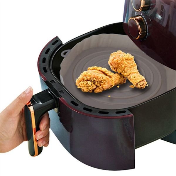 3 kpl 20 cm Ilmakypsenninuunin Leivontapelti Paistettu Kana Korikatto AirFryer Silikonipannu Pyöreä Vaihto Grill Pan Harmaa