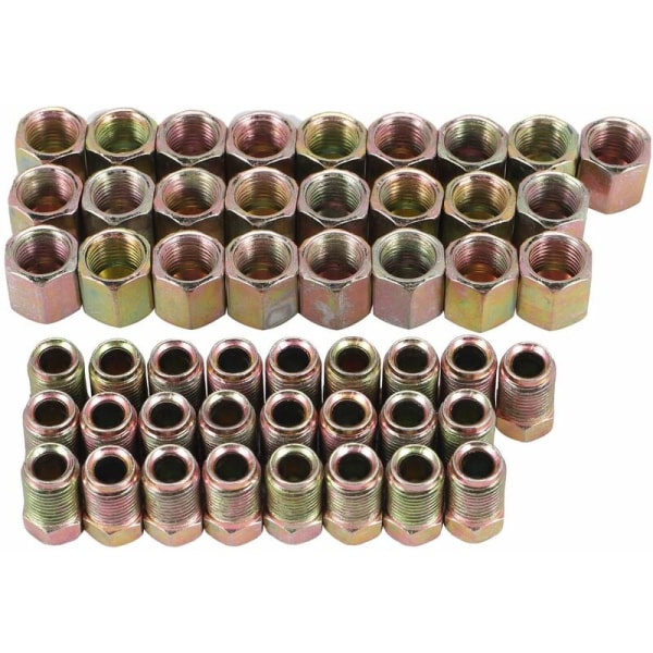 50 kpl uros/liitosmutteria jarruputkelle M10 x 1mm 3/16 tuuman ulkohalkaisija kuparijarruputken linjaputkiliittimet metriset