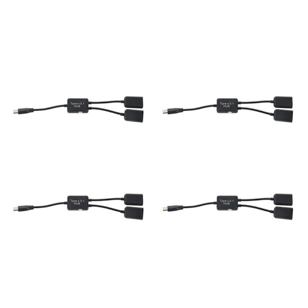 4X Typ C OTG USB Han A Dubbel 2.0 Laddningshubb 2 Portar Kabel Y-delare