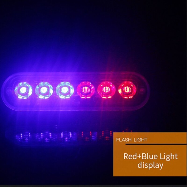 4X 12V - 24 V 6 LED-valo Hätävilkku Auto Ajoneuvo Varoitus Strobe Vilkkuva Sininen ja Punainen