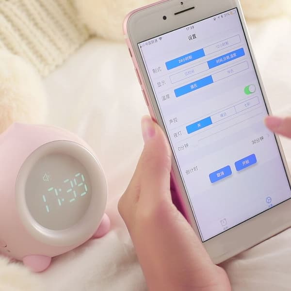 Väckarklocka Ljus Barn Smart Väckarklocka Bluetooth Funktion 7 Färger Ändrar Sovrum Blå Led Digital Display Bordsur