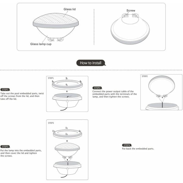 18W Varmhvit LED-bassenglys PAR56 Lys 12V DC/AC, Vanntett IP68 Undervannsbelysning, Erstatt 150W Halogenpærer [Energiklasse A++]