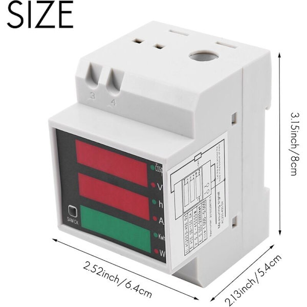 AC 200-450V DIN-skena digital wattmeter ampermätar voltmeter