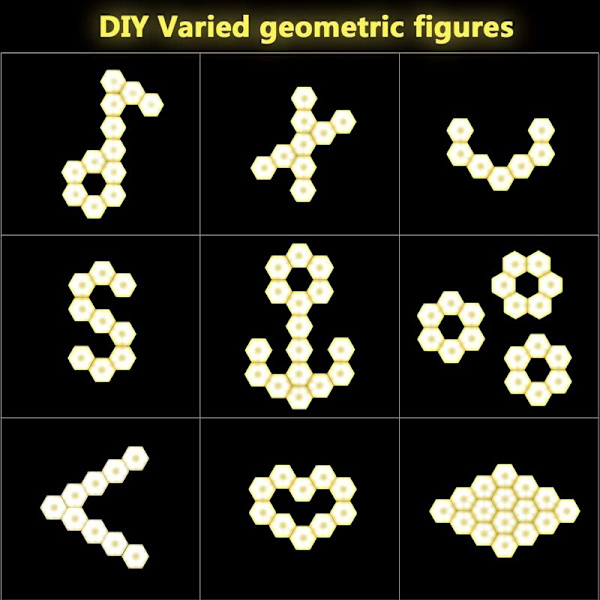 Skab Lampe 9stk Skab Belysning DIY Væglampe Hexagonal Samling Touch Lampe LED Touch Sensitiv Trådløs Fjernbetjening Nattelys Dæmpbar Ba