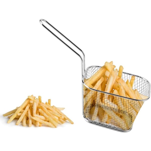 8 stk. Firkantede Pommes Frites Kurve Individuelle Rustfrit Stål, Pommes Frites Serveringsfade Køkkenredskaber til Stegning af Mad Chips, Rejer, Løgringe