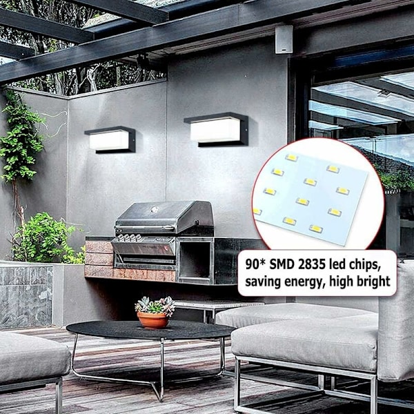 Modern Utomhusvägglampa LED 12W Vattentät IP65 Antracit Aluminium Belysning Dekorationslampa För Innergård Trädgård Terrass Nära Vägg Stigen Patio
