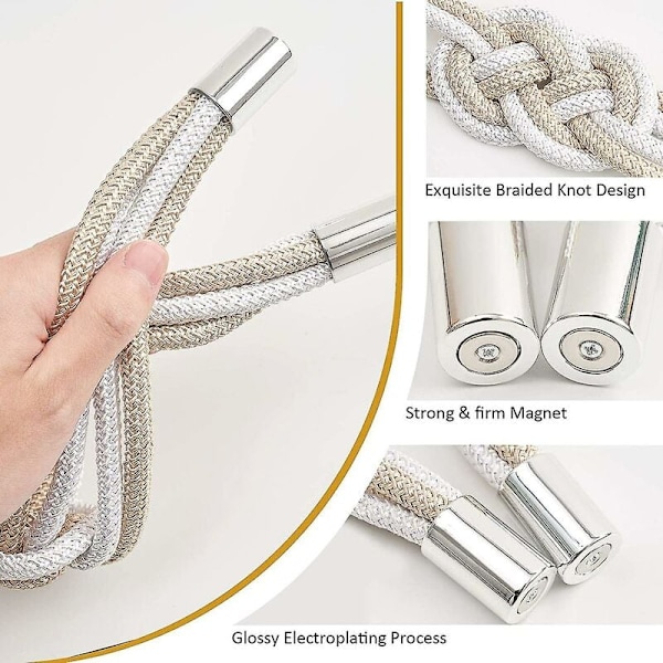 2 kpl magneettiset verhonpitimet, verhoklipsit, beige + kulta