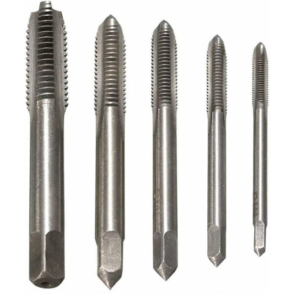 Maskingängade gängtapp, 5-pack set raka flöjts gängtapp sortiment M3, M4, M5, M6, M8 Titanbelagd stål gänginsats, rak flöjt maskin gäng M