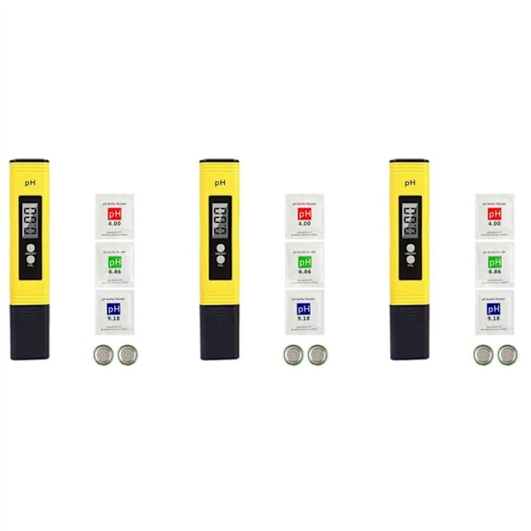 3X Digital PH-mätare Tester 0.01 PH Test Kvalitet L' För Kök, Akvarium, Simbassäng, Laboratorium