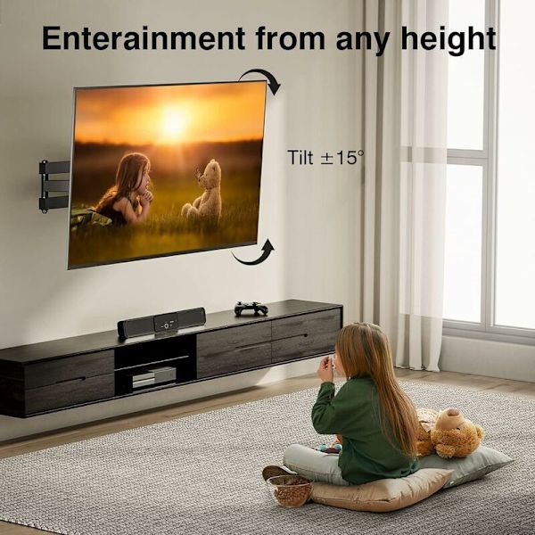 Universell TV-veggfeste for TV-er mellom 10 og 32 tommer, svingbar, tiltbar, roterbar - Passer til LCD / LED flatskjerm-TV-er - Utvidbar f