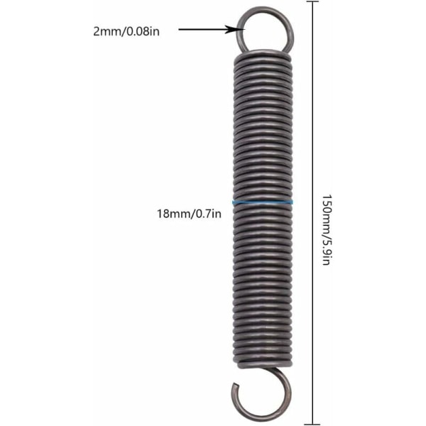 2 kappaletta teräsvetojousi pidennetty puristusjousi kaksoiskoukkupidikkeet - 2x18x150mm