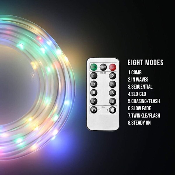 10m LED-valoketju, IP65 vedenkestävä USB-ulkovalo, 8 kaukosäätimen tilaa, ajastimella ja muistitoiminnoilla, puutarhan koristeluun, C