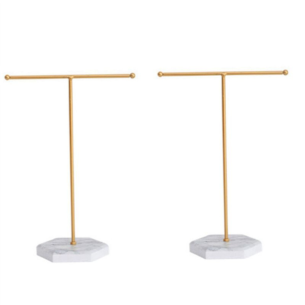 2X T-Bar Halsbandshållare Display Stativ Metallpläterad Bord Organizer Tower för Visning Hängande B