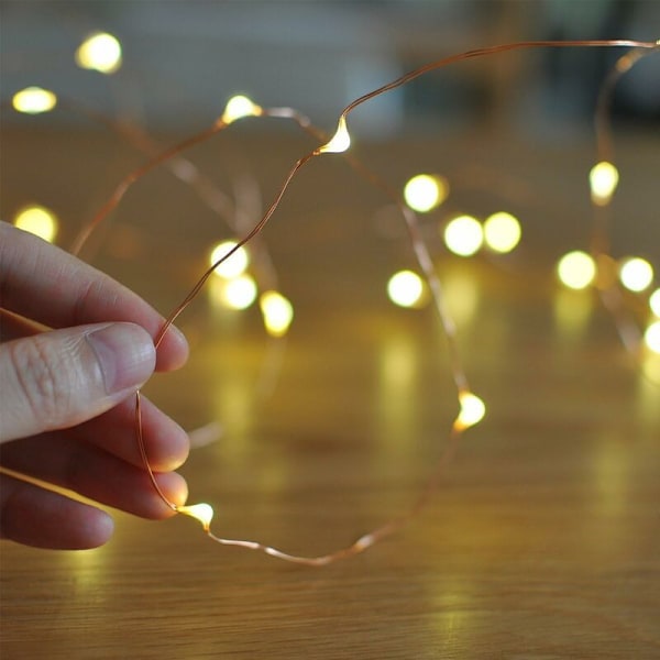 LED-ljusslingor Dekorativa Batteridrivna Fe-Ljus, Koppartrådslampa för Sovrum, Bröllop (6,5 fot/2 m Färgglada)