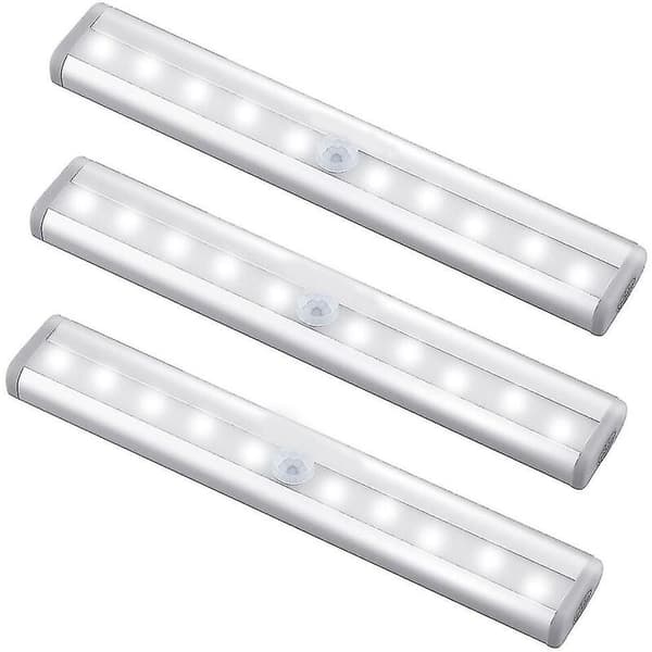 3-pak USB-oppladbart oppgradert 10 LED magnetisk bevegelsessensorlys