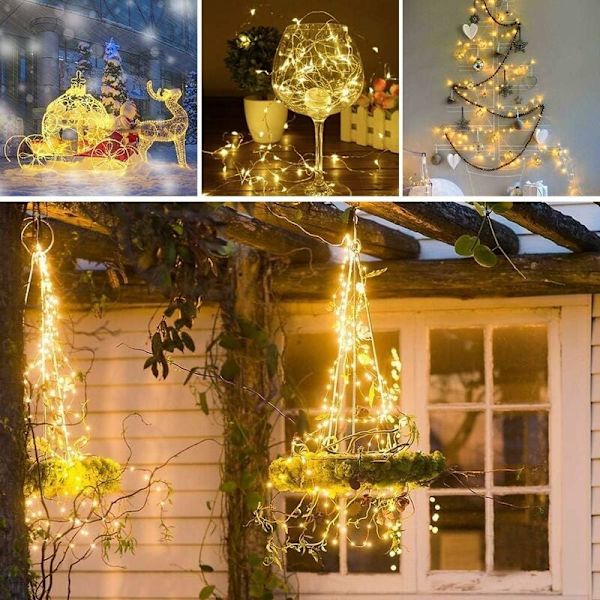 LED-ljusslingor - 2m 20 LED Batteridrivna Koppartråds Vattentäta Ljusslingor för Semester Bröllop Fest Jul DIY Dekorationer, Varma