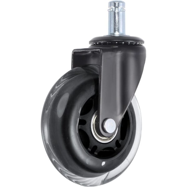3\" PU Svingbare Kontorstolhjul 5 Hjul med 7/16\" x 7/8\" Stang 110 kg Belastningskapasitet for Hardtre Gulv og Svart Teppe