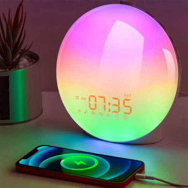 Sunrise Sunset Lys Vækkeur Sengehjælp Farverig LED Natlys K8 Illusion Fuld Skærm