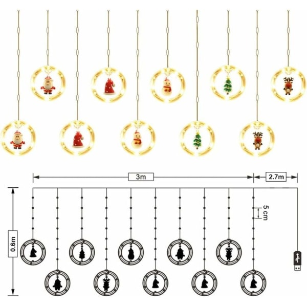 Julgardin med Ljus, Inomhus Juldekoration, Julgardin med Ljus, Julhängande, LED-Gardin Dekoration, 120 LED